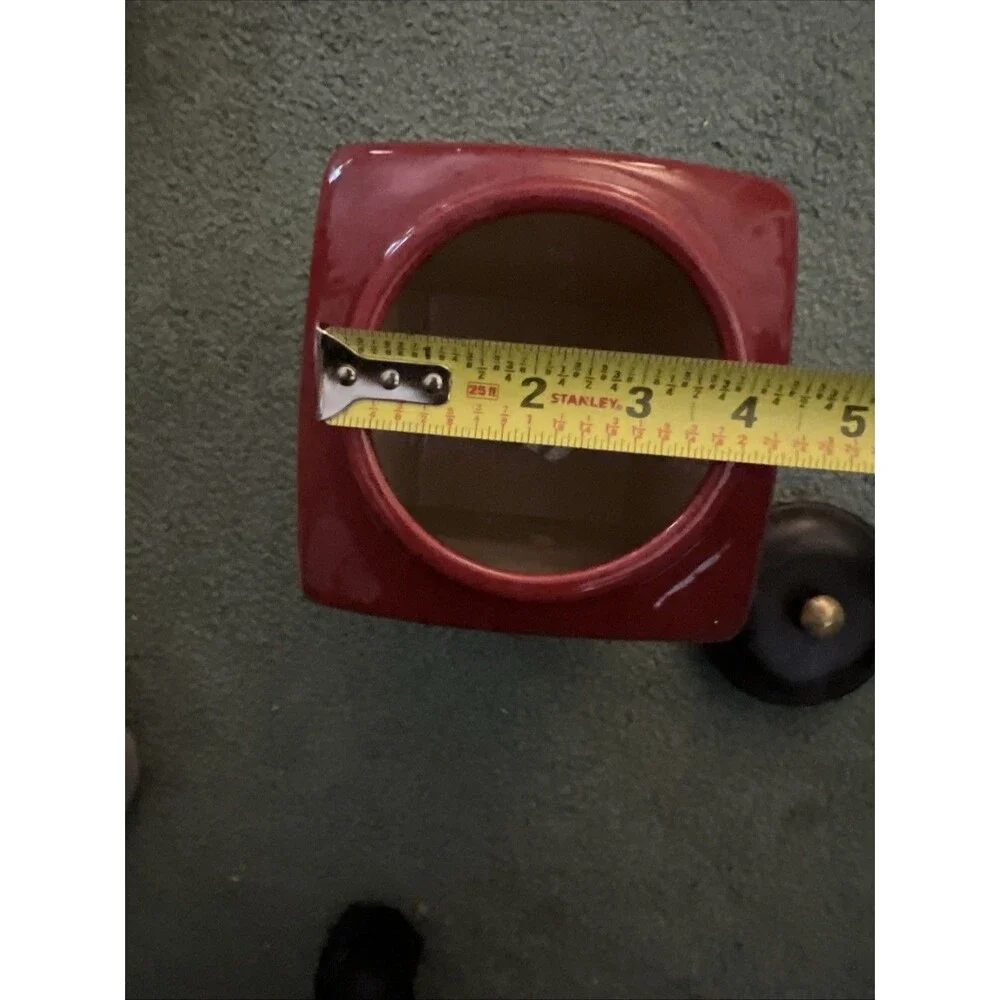 PIER 1 Import Rustic Brick Red Ceramic Canister Vacuum Sealed Lid See Pics